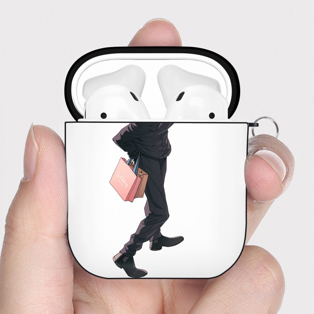 （画像用） 呪術廻戦 Jujutsu Kaisen AirPods 第2世代保護ケース ハードシェル ブラック 耐衝撃・防指紋・カラビナ付き