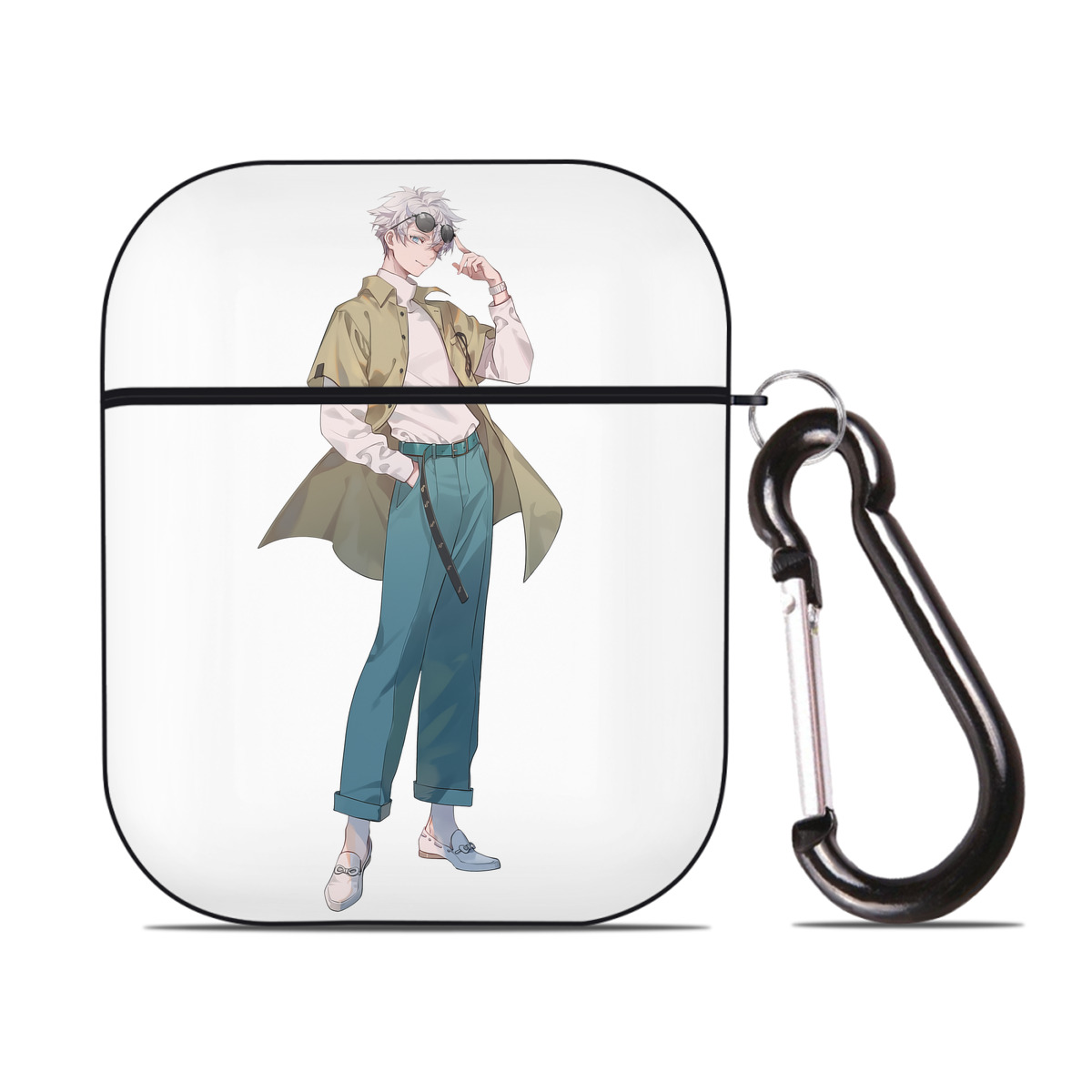 （画像用） 呪術廻戦 Jujutsu Kaisen AirPods 第2世代保護ケース ハードシェル ブラック 耐衝撃・防指紋・カラビナ付き
