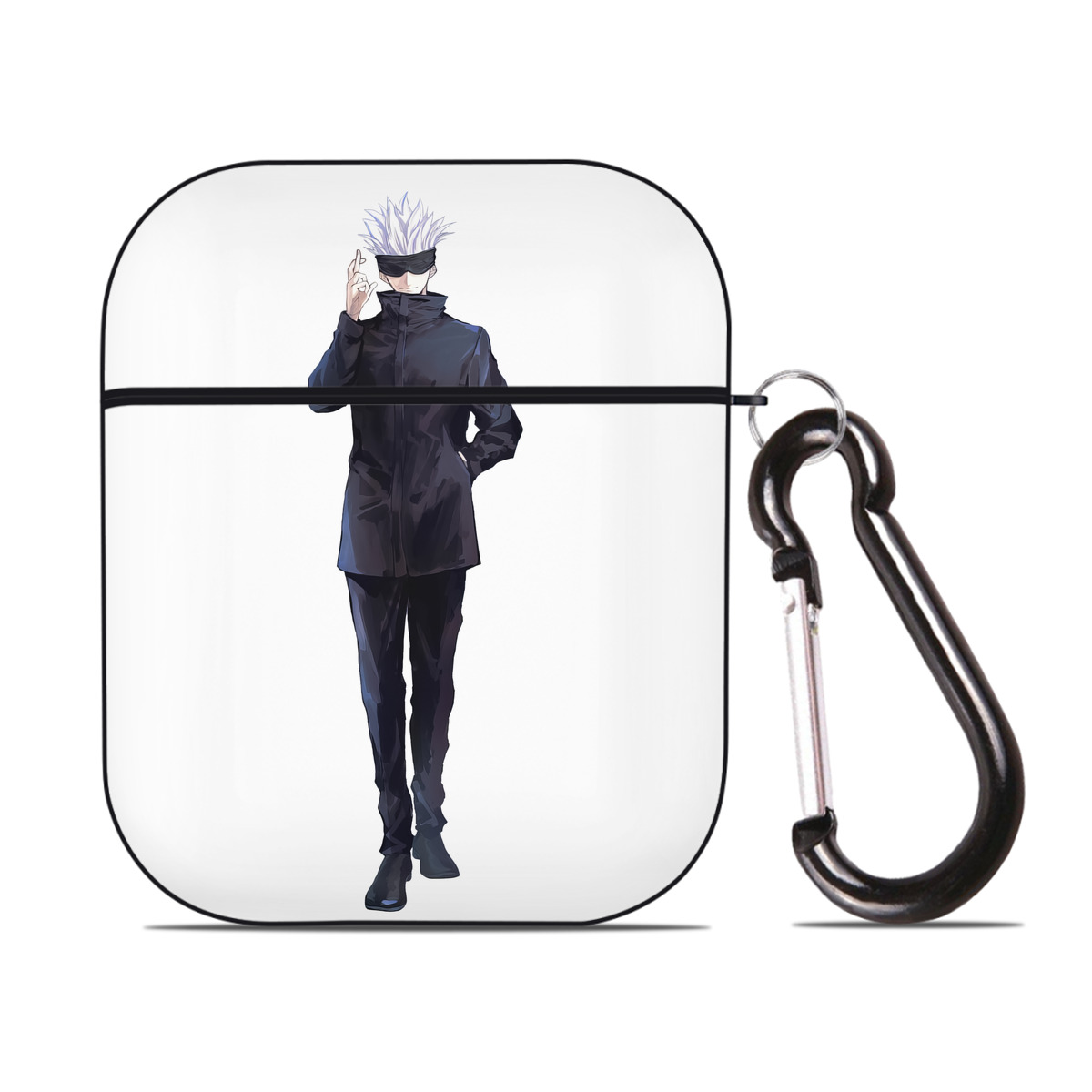 （画像用） 呪術廻戦 Jujutsu Kaisen AirPods 第2世代保護ケース ハードシェル ブラック 耐衝撃・防指紋・カラビナ付き