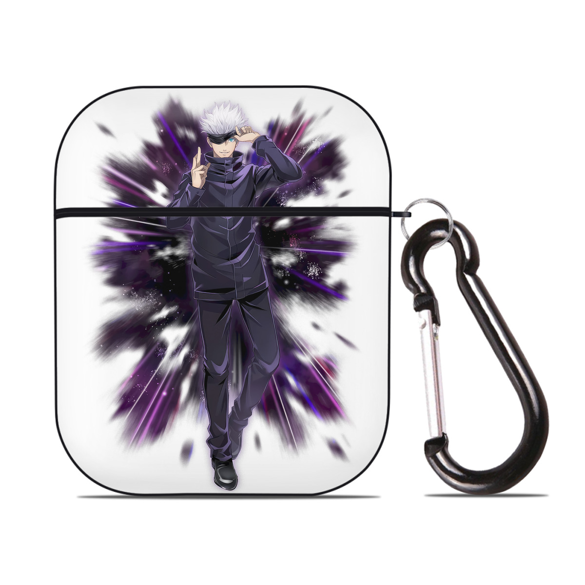 （画像用） 呪術廻戦 Jujutsu Kaisen AirPods 第2世代保護ケース ハードシェル ブラック 耐衝撃・防指紋・カラビナ付き