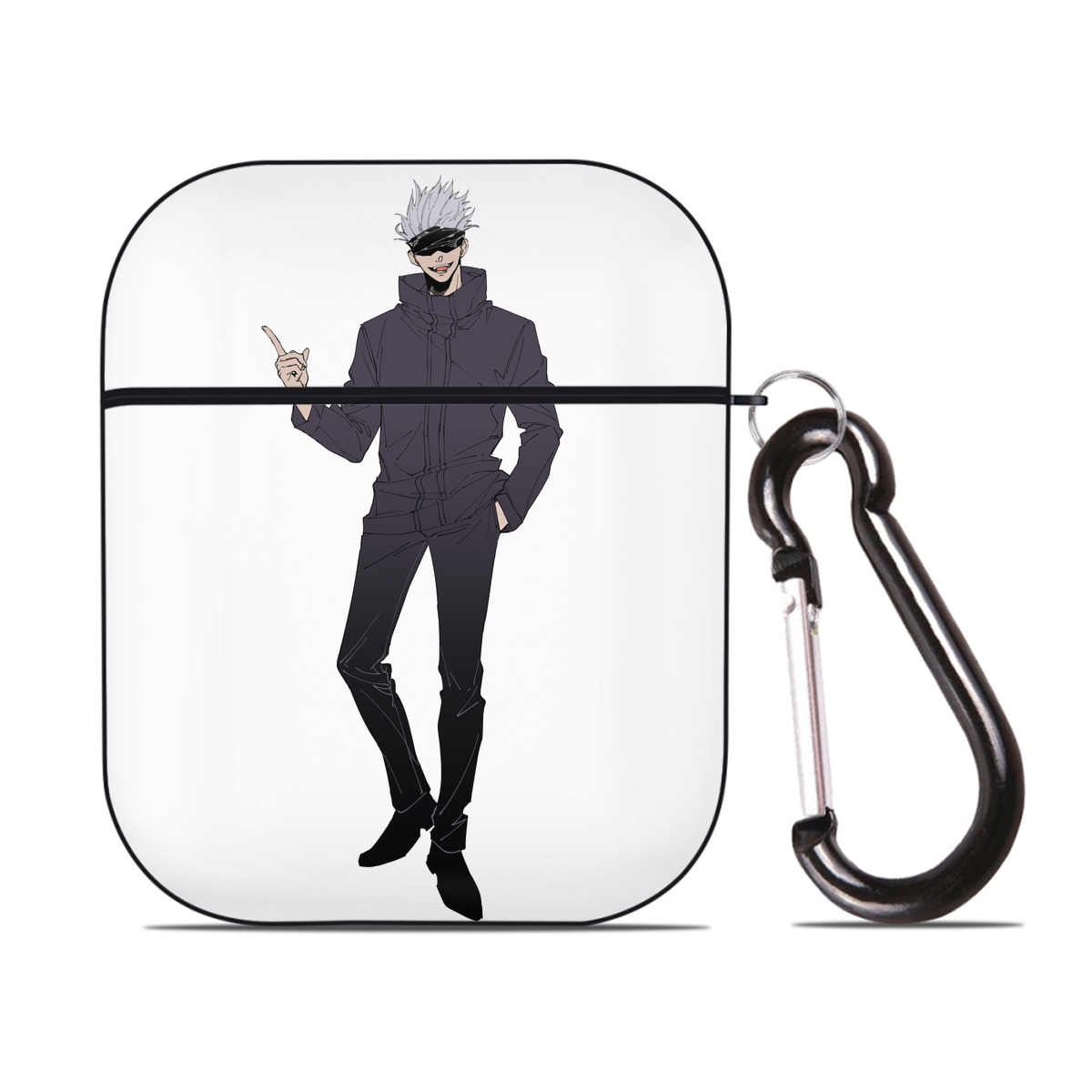 （画像用） 呪術廻戦 Jujutsu Kaisen AirPods 第2世代保護ケース ハードシェル ブラック 耐衝撃・防指紋・カラビナ付き