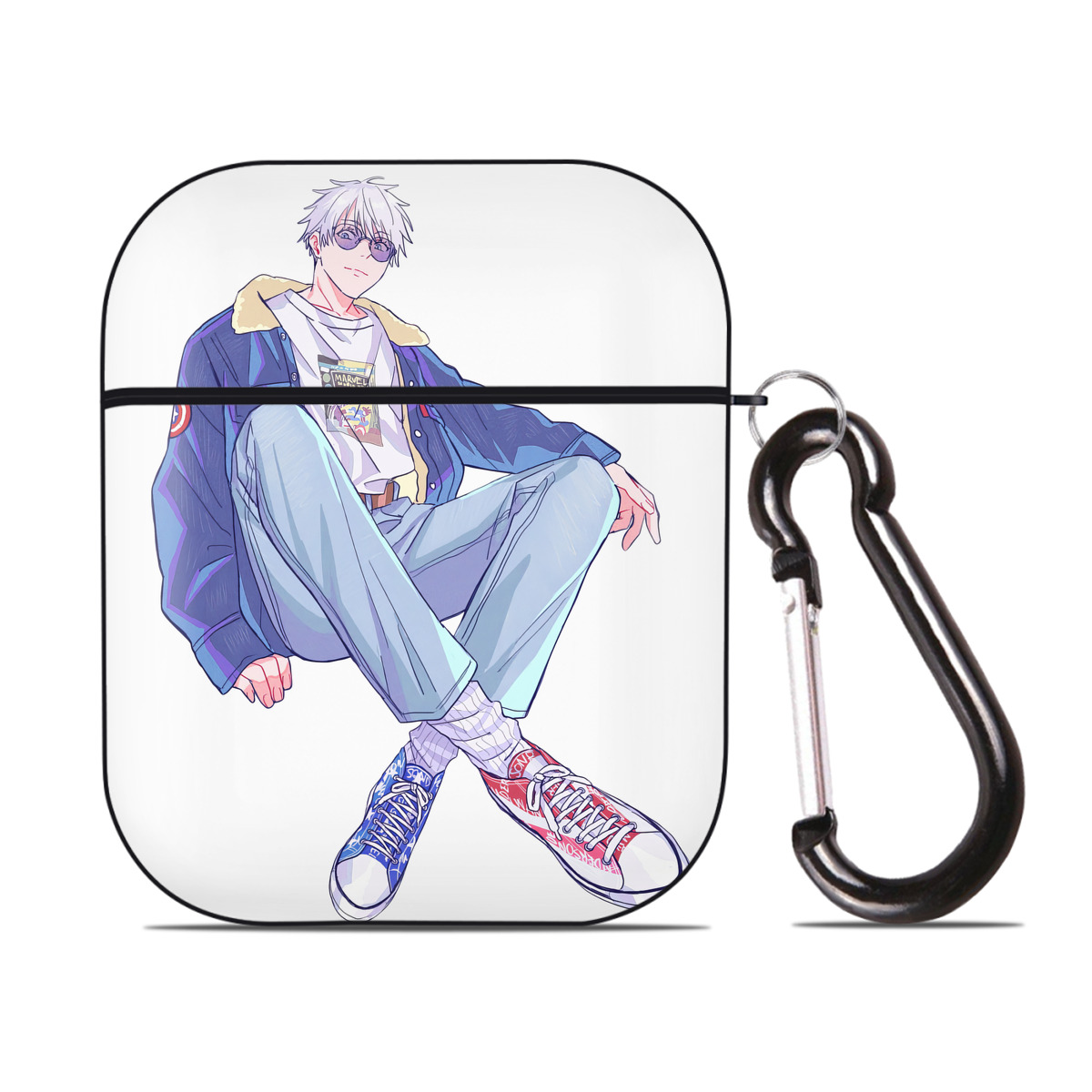 （画像用） 呪術廻戦 Jujutsu Kaisen AirPods 第2世代保護ケース ハードシェル ブラック 耐衝撃・防指紋・カラビナ付き