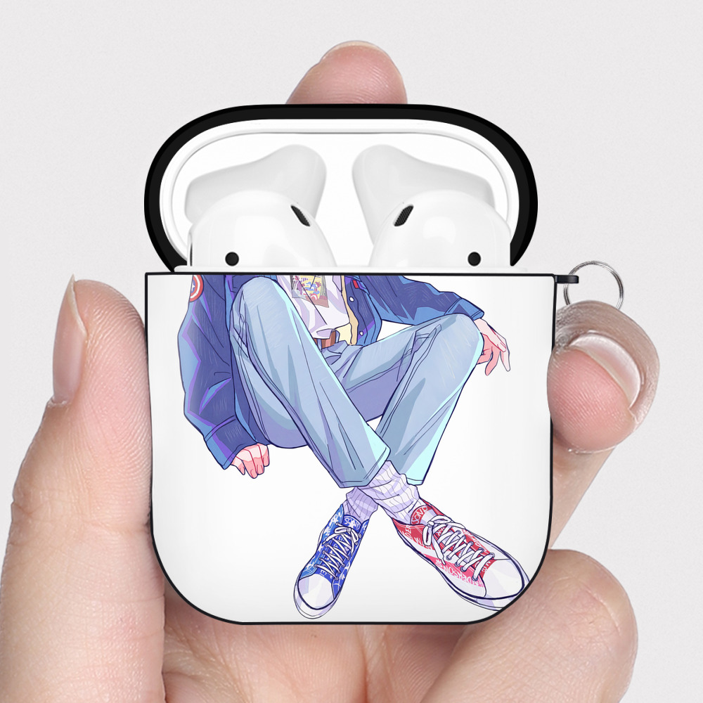 （画像用） 呪術廻戦 Jujutsu Kaisen AirPods 第2世代保護ケース ハードシェル ブラック 耐衝撃・防指紋・カラビナ付き