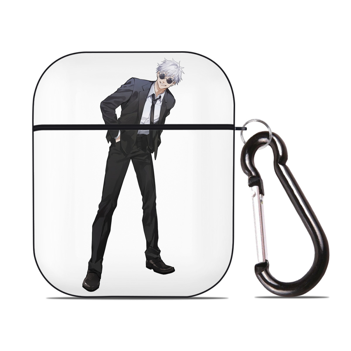 （画像用） 呪術廻戦 Jujutsu Kaisen AirPods 第2世代保護ケース ハードシェル ブラック 耐衝撃・防指紋・カラビナ付き