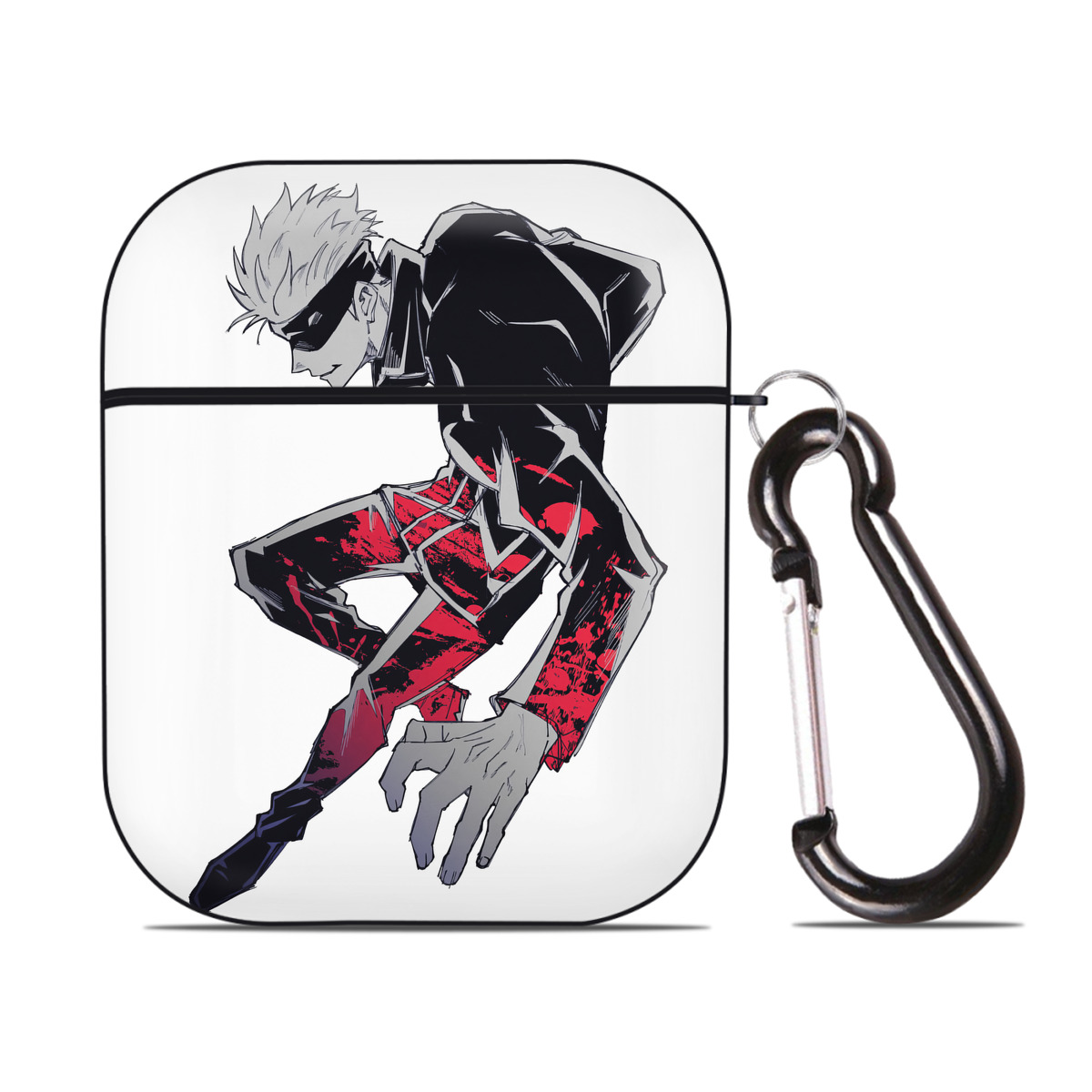 （画像用） 呪術廻戦 Jujutsu Kaisen AirPods 第2世代保護ケース ハードシェル ブラック 耐衝撃・防指紋・カラビナ付き
