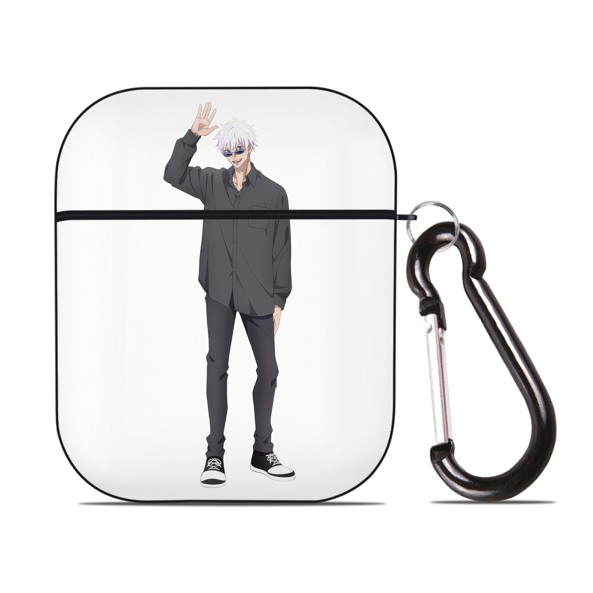 （画像用） 呪術廻戦 Jujutsu Kaisen AirPods 第2世代保護ケース ハードシェル ブラック 耐衝撃・防指紋・カラビナ付き