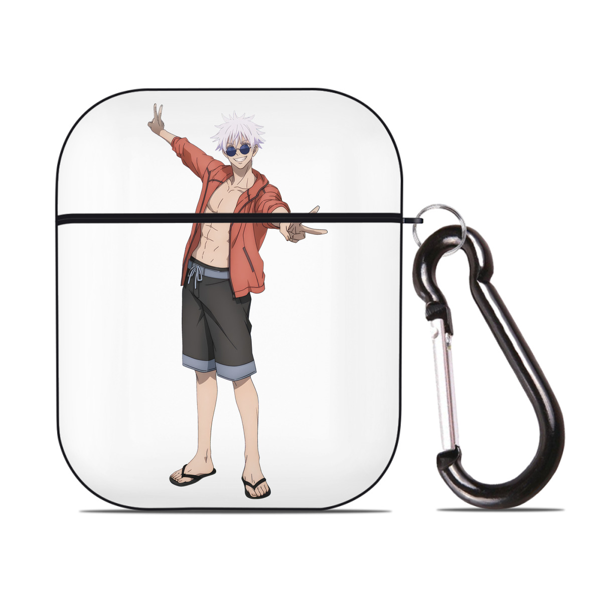 （画像用） 呪術廻戦 Jujutsu Kaisen AirPods 第2世代保護ケース ハードシェル ブラック 耐衝撃・防指紋・カラビナ付き