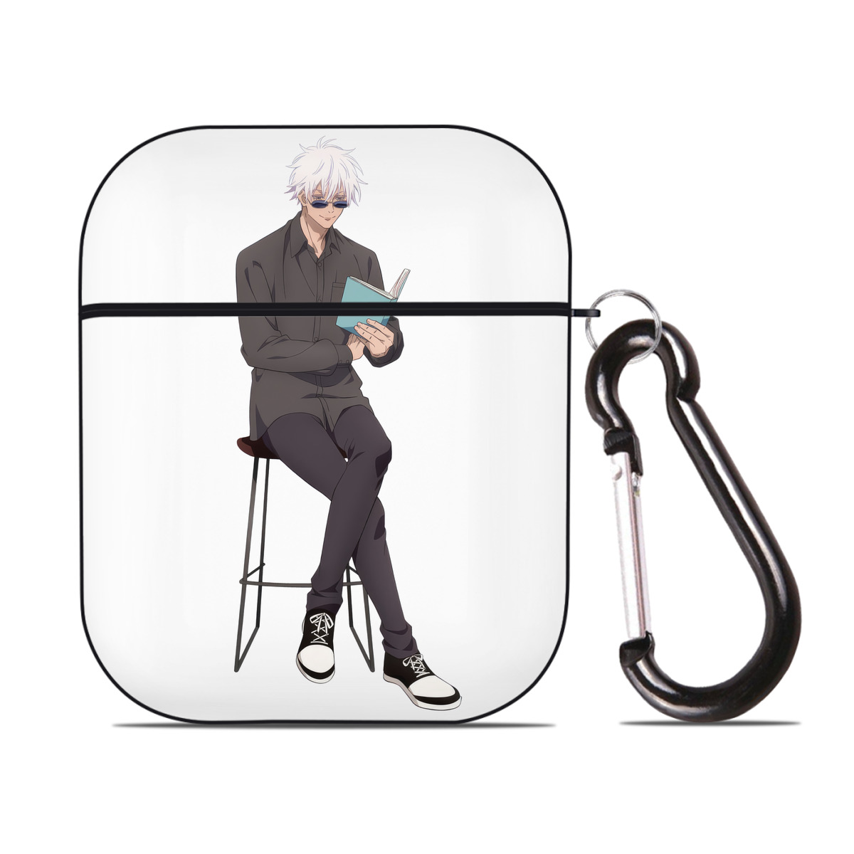 （画像用） 呪術廻戦 Jujutsu Kaisen AirPods 第2世代保護ケース ハードシェル ブラック 耐衝撃・防指紋・カラビナ付き