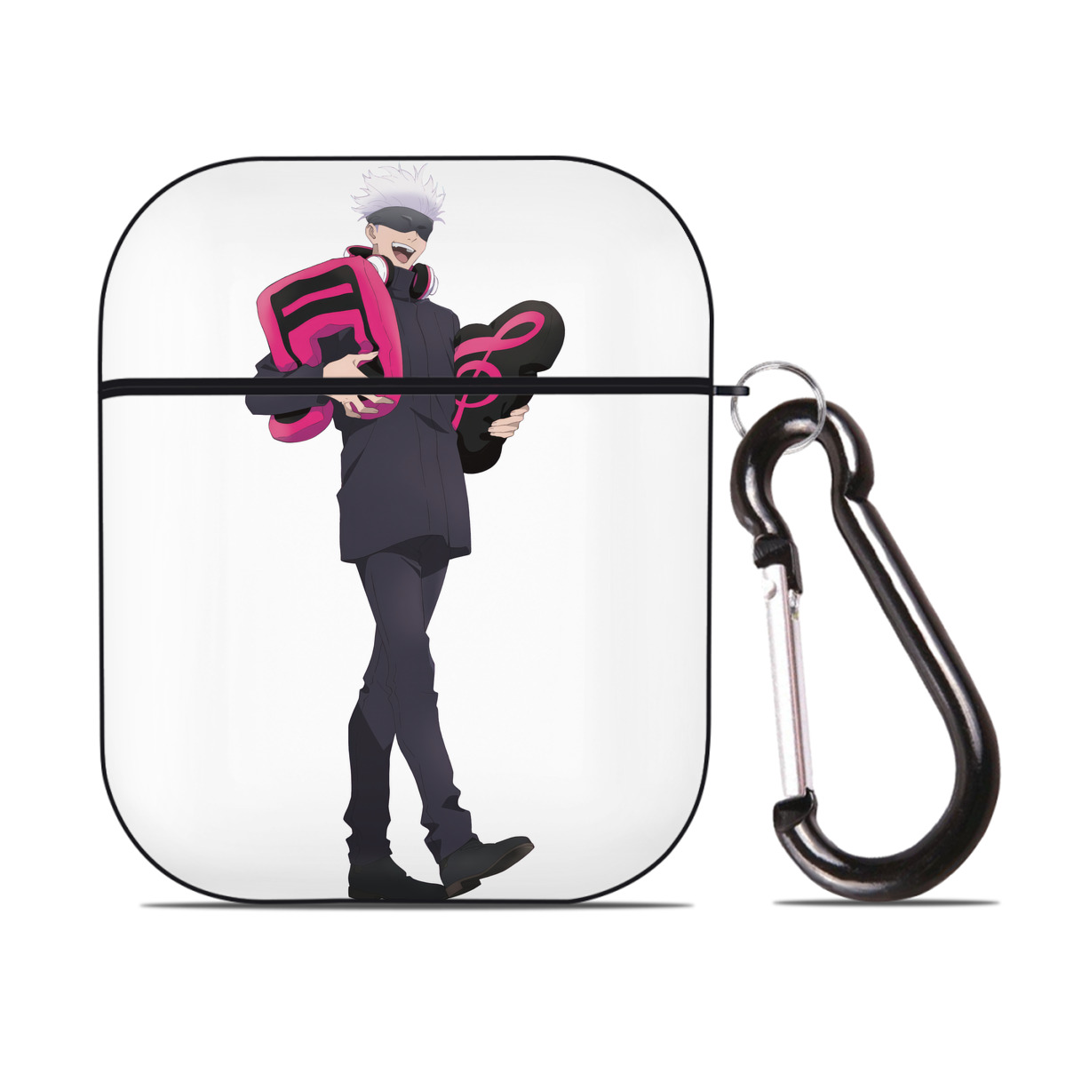（画像用） 呪術廻戦 Jujutsu Kaisen AirPods 第2世代保護ケース ハードシェル ブラック 耐衝撃・防指紋・カラビナ付き