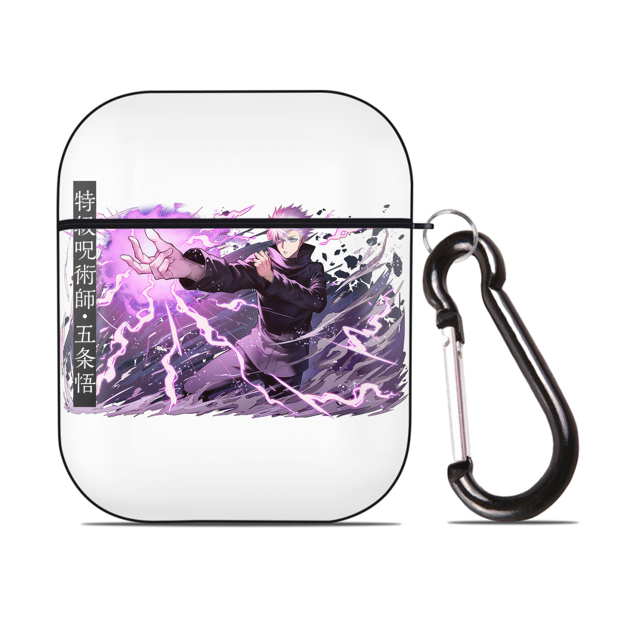 （画像用） 呪術廻戦 Jujutsu Kaisen AirPods 第2世代保護ケース ハードシェル ブラック 耐衝撃・防指紋・カラビナ付き