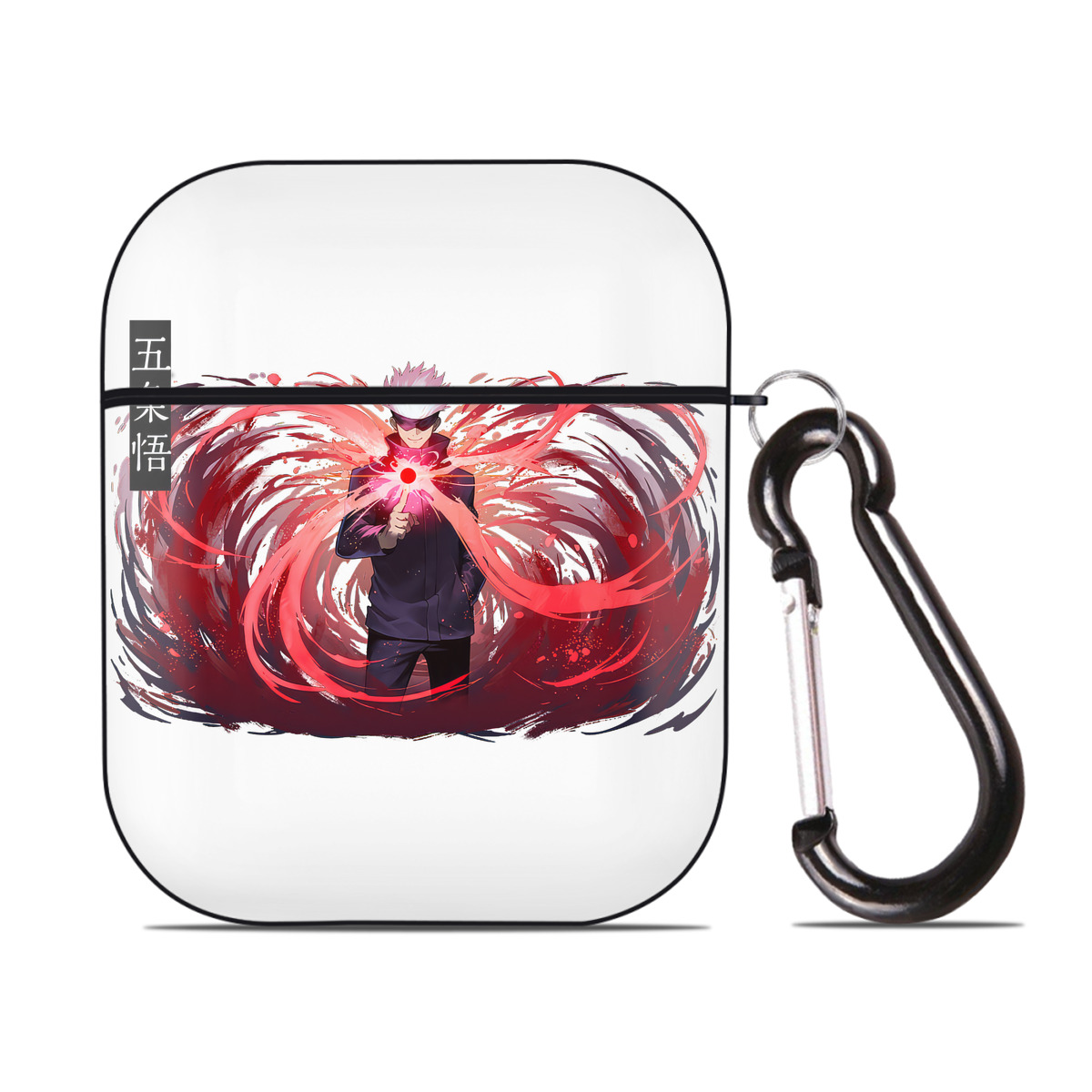 （画像用） 呪術廻戦 Jujutsu Kaisen AirPods 第2世代保護ケース ハードシェル ブラック 耐衝撃・防指紋・カラビナ付き
