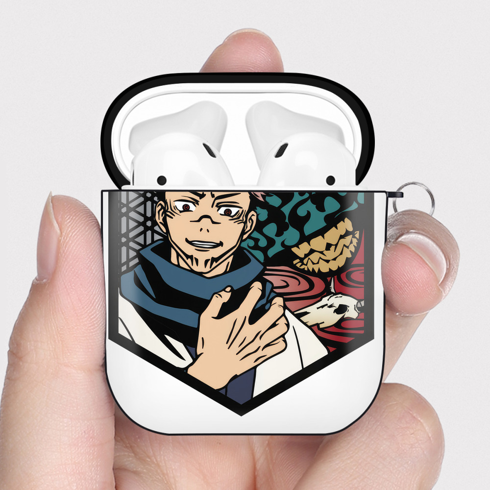 （画像用） 呪術廻戦 Jujutsu Kaisen AirPods 第2世代保護ケース ハードシェル ブラック 耐衝撃・防指紋・カラビナ付き