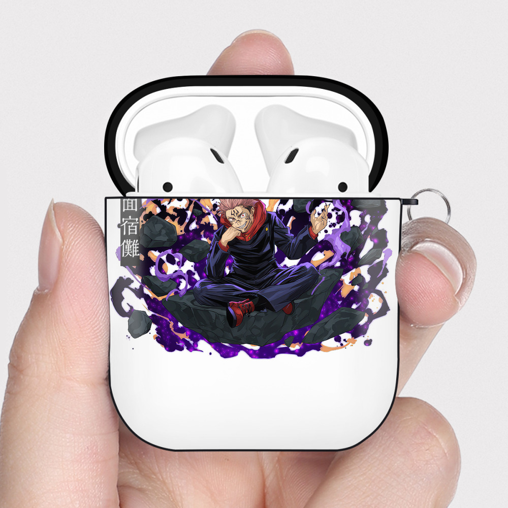 （画像用） 呪術廻戦 Jujutsu Kaisen AirPods 第2世代保護ケース ハードシェル ブラック 耐衝撃・防指紋・カラビナ付き