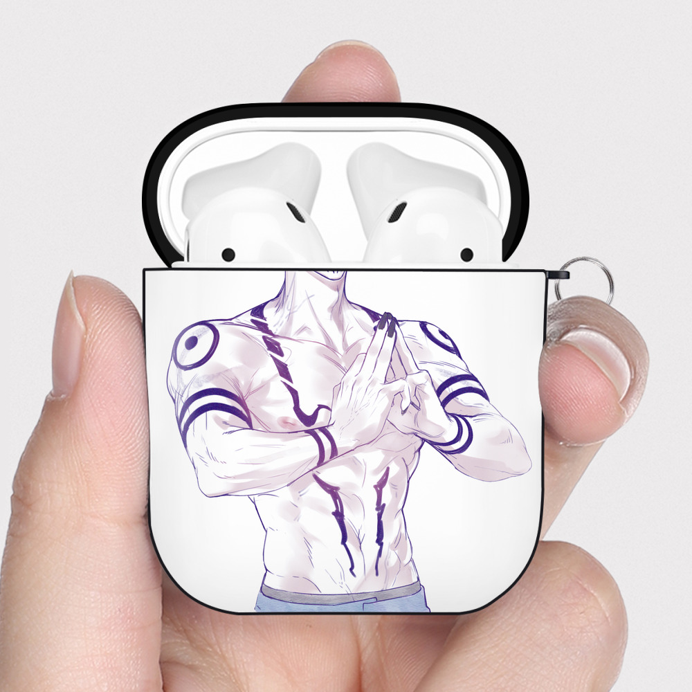 （画像用） 呪術廻戦 Jujutsu Kaisen AirPods 第2世代保護ケース ハードシェル ブラック 耐衝撃・防指紋・カラビナ付き