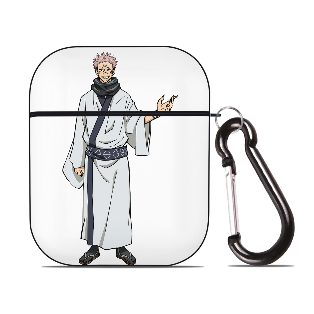 （画像用） 呪術廻戦 Jujutsu Kaisen AirPods 第2世代保護ケース ハードシェル ブラック 耐衝撃・防指紋・カラビナ付き