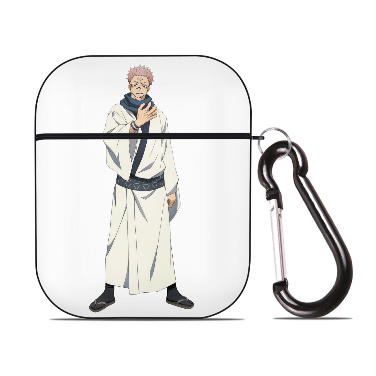 （画像用） 呪術廻戦 Jujutsu Kaisen AirPods 第2世代保護ケース ハードシェル ブラック 耐衝撃・防指紋・カラビナ付き