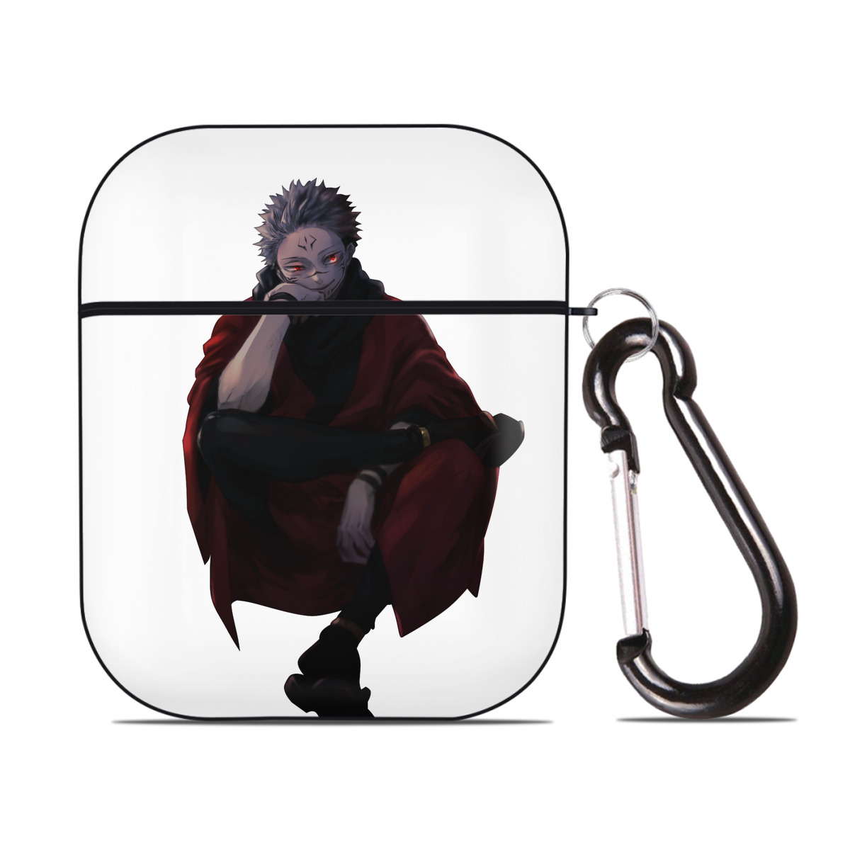 （画像用） 呪術廻戦 Jujutsu Kaisen AirPods 第2世代保護ケース ハードシェル ブラック 耐衝撃・防指紋・カラビナ付き