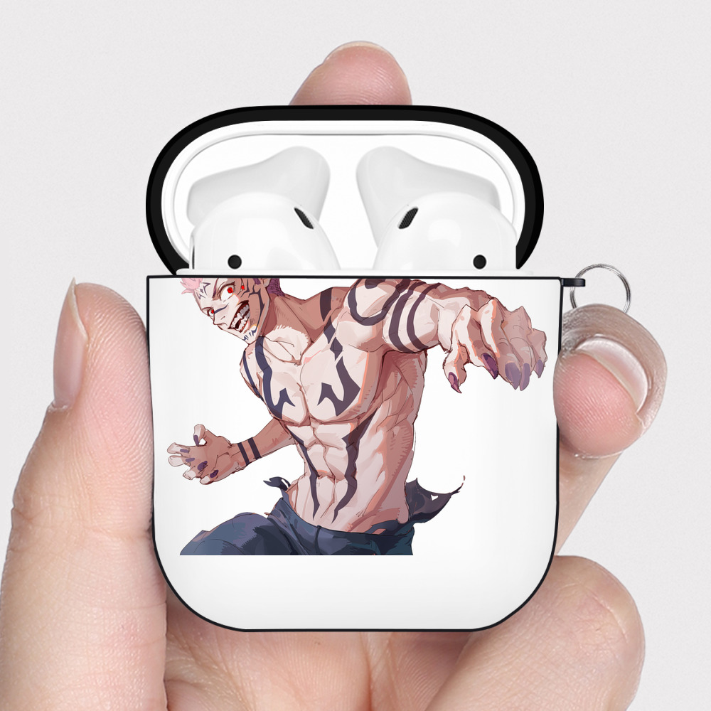 （画像用） 呪術廻戦 Jujutsu Kaisen AirPods 第2世代保護ケース ハードシェル ブラック 耐衝撃・防指紋・カラビナ付き
