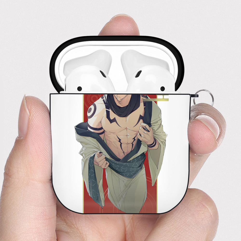 （画像用） 呪術廻戦 Jujutsu Kaisen AirPods 第2世代保護ケース ハードシェル ブラック 耐衝撃・防指紋・カラビナ付き