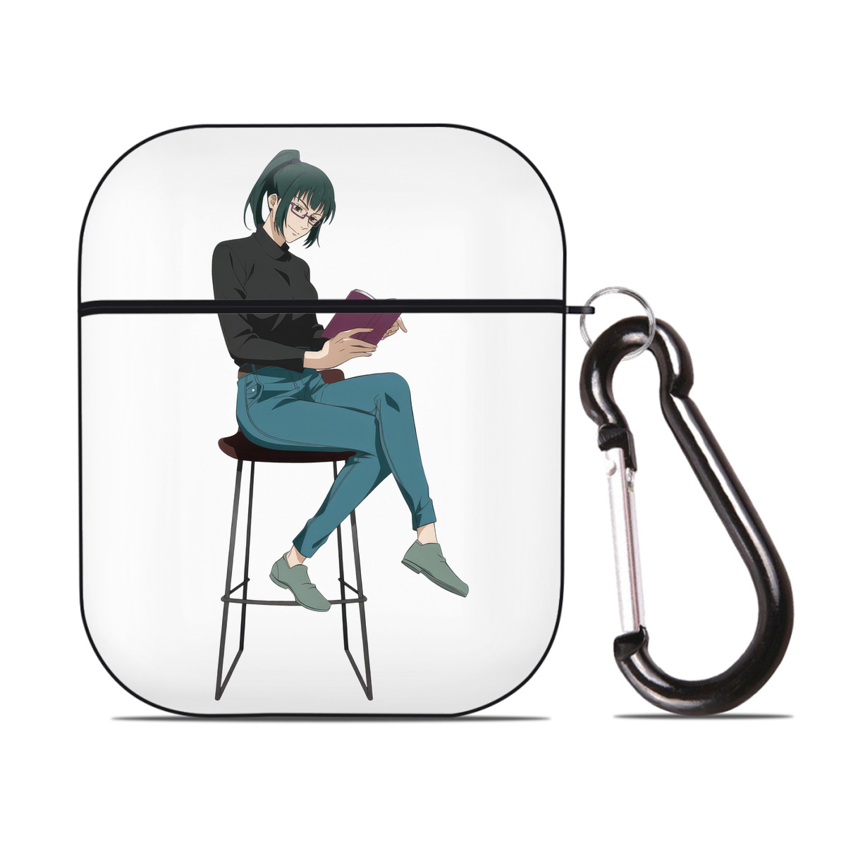 （画像用） 呪術廻戦 Jujutsu Kaisen AirPods 第2世代保護ケース ハードシェル ブラック 耐衝撃・防指紋・カラビナ付き