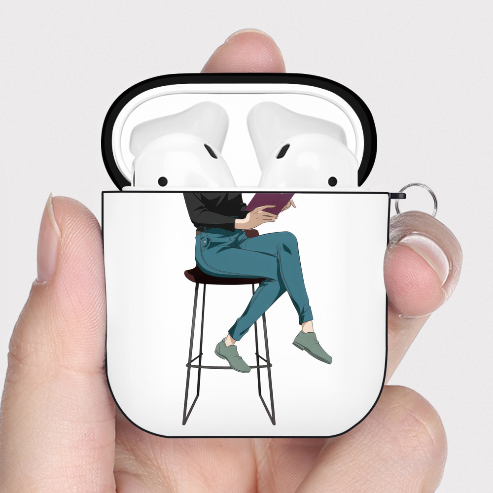 （画像用） 呪術廻戦 Jujutsu Kaisen AirPods 第2世代保護ケース ハードシェル ブラック 耐衝撃・防指紋・カラビナ付き