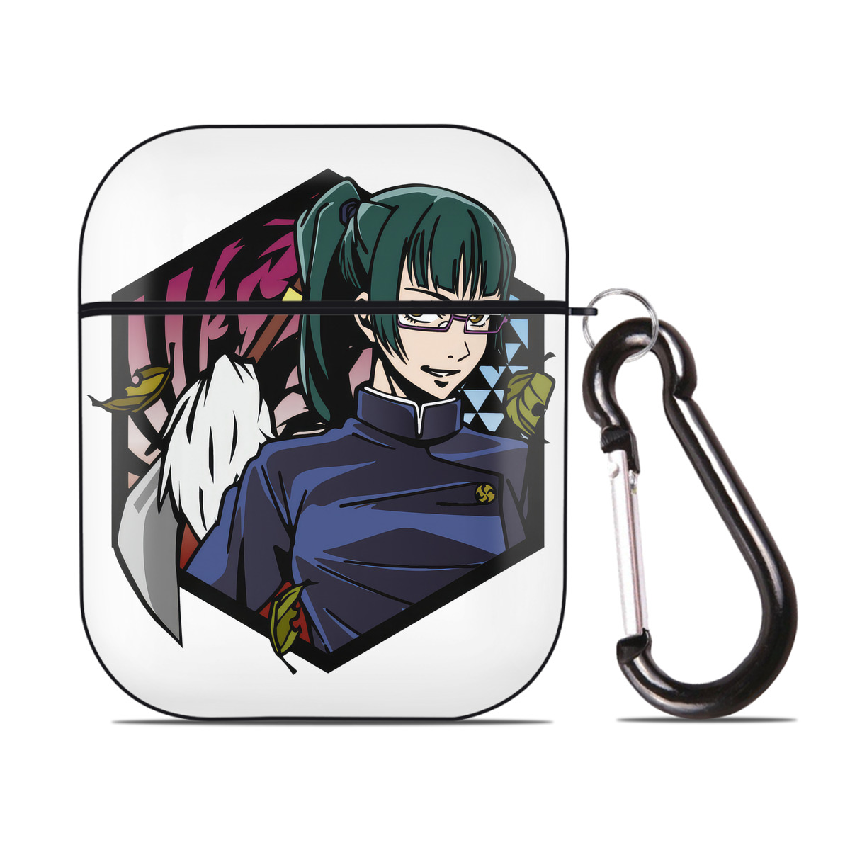 （画像用） 呪術廻戦 Jujutsu Kaisen AirPods 第2世代保護ケース ハードシェル ブラック 耐衝撃・防指紋・カラビナ付き