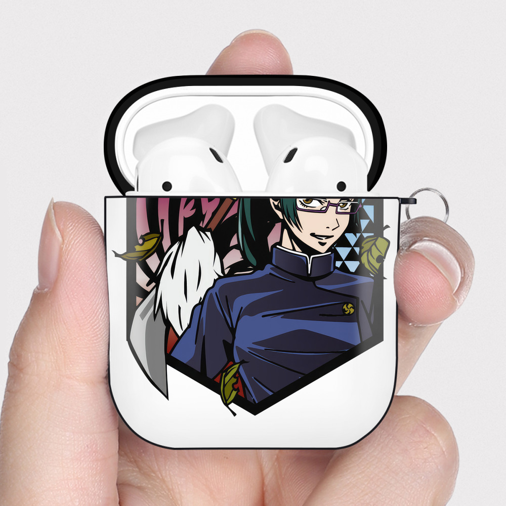 （画像用） 呪術廻戦 Jujutsu Kaisen AirPods 第2世代保護ケース ハードシェル ブラック 耐衝撃・防指紋・カラビナ付き