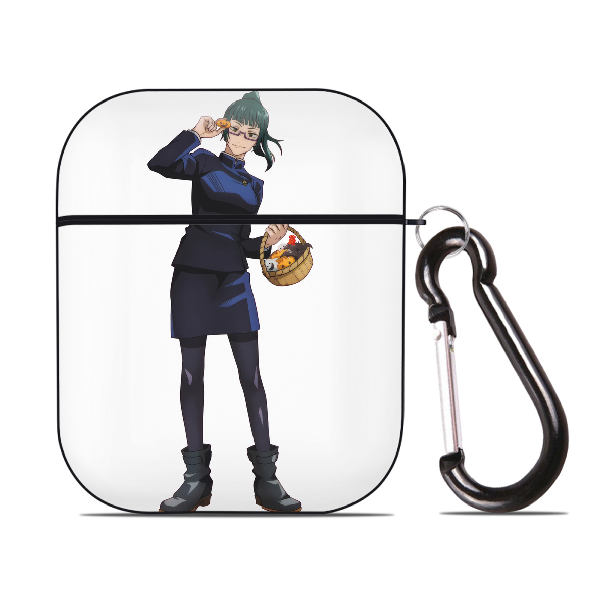 （画像用） 呪術廻戦 Jujutsu Kaisen AirPods 第2世代保護ケース ハードシェル ブラック 耐衝撃・防指紋・カラビナ付き
