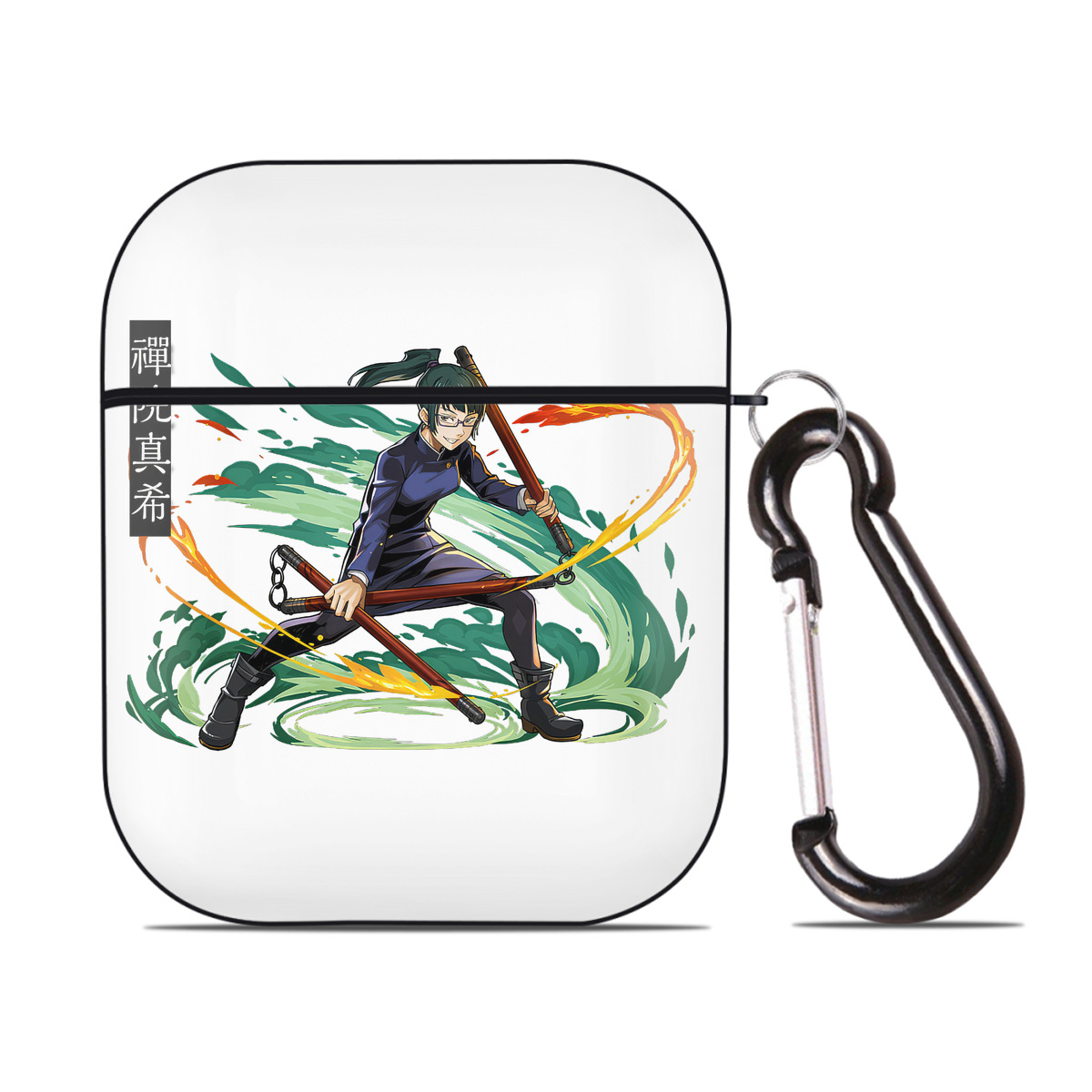 （画像用） 呪術廻戦 Jujutsu Kaisen AirPods 第2世代保護ケース ハードシェル ブラック 耐衝撃・防指紋・カラビナ付き
