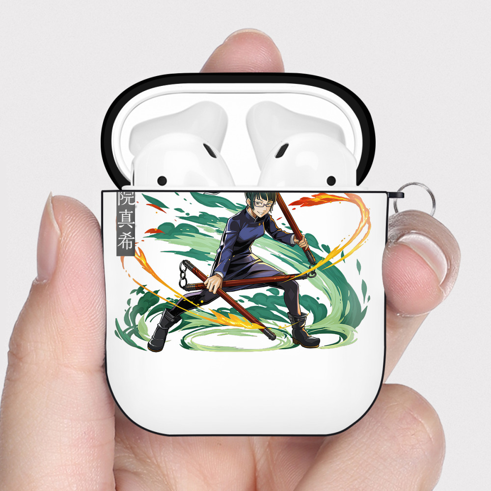 （画像用） 呪術廻戦 Jujutsu Kaisen AirPods 第2世代保護ケース ハードシェル ブラック 耐衝撃・防指紋・カラビナ付き
