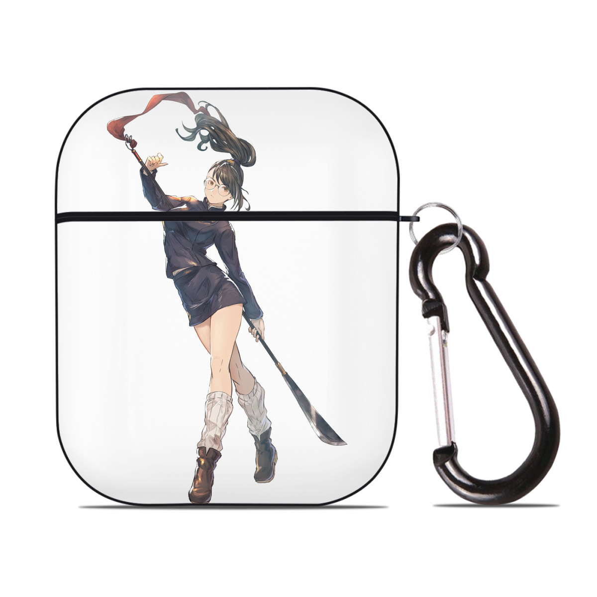 （画像用） 呪術廻戦 Jujutsu Kaisen AirPods 第2世代保護ケース ハードシェル ブラック 耐衝撃・防指紋・カラビナ付き