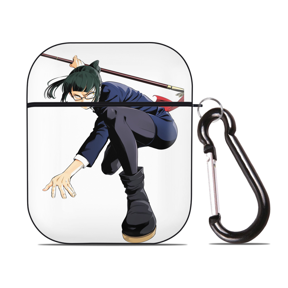（画像用） 呪術廻戦 Jujutsu Kaisen AirPods 第2世代保護ケース ハードシェル ブラック 耐衝撃・防指紋・カラビナ付き
