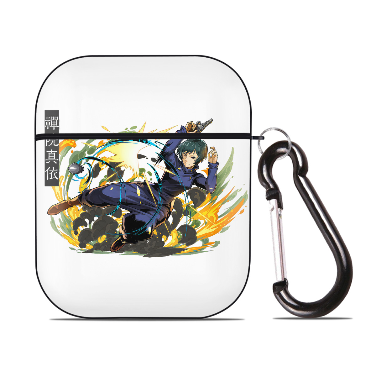 （画像用） 呪術廻戦 Jujutsu Kaisen AirPods 第2世代保護ケース ハードシェル ブラック 耐衝撃・防指紋・カラビナ付き