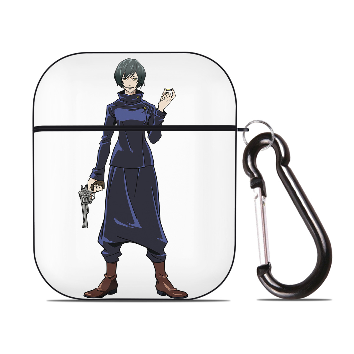 （画像用） 呪術廻戦 Jujutsu Kaisen AirPods 第2世代保護ケース ハードシェル ブラック 耐衝撃・防指紋・カラビナ付き
