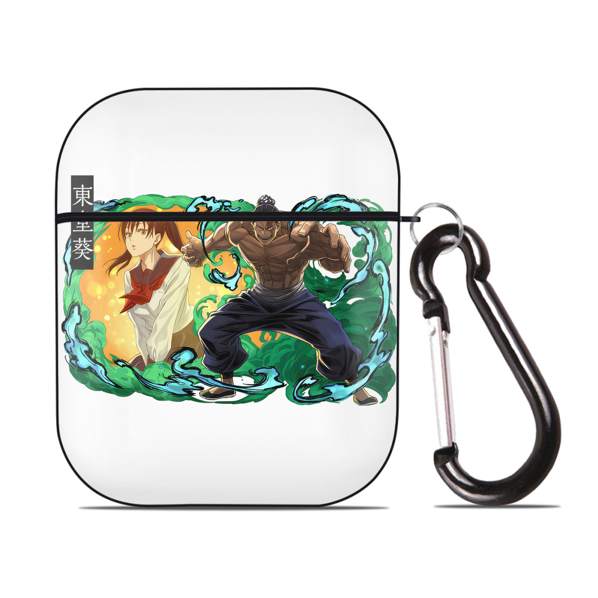 （画像用） 呪術廻戦 Jujutsu Kaisen AirPods 第2世代保護ケース ハードシェル ブラック 耐衝撃・防指紋・カラビナ付き