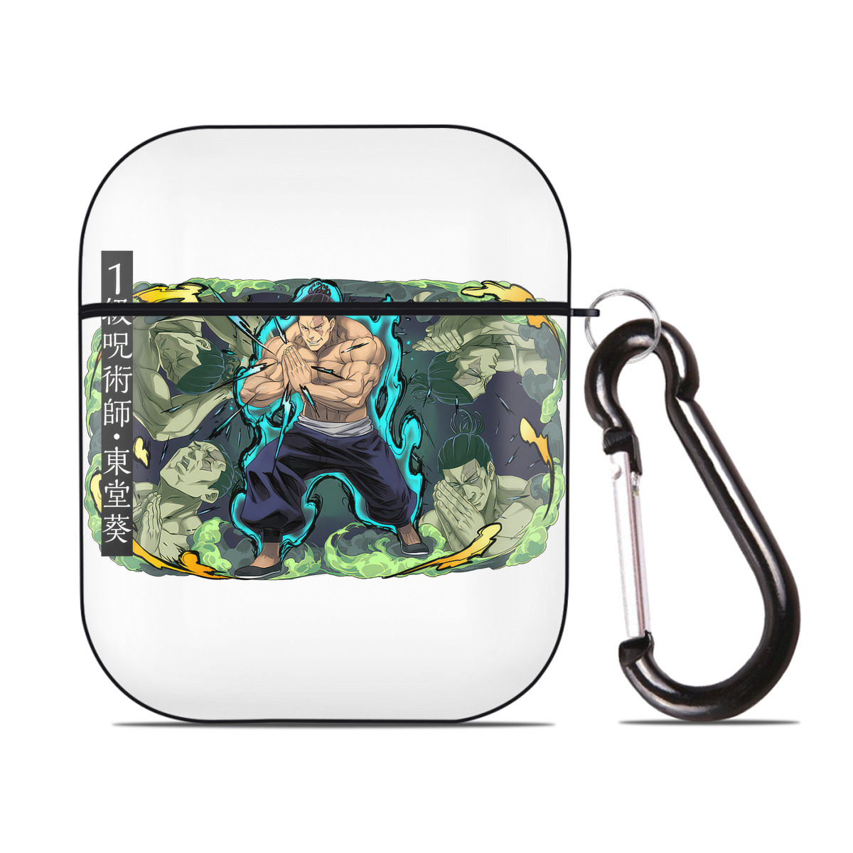 （画像用） 呪術廻戦 Jujutsu Kaisen AirPods 第2世代保護ケース ハードシェル ブラック 耐衝撃・防指紋・カラビナ付き