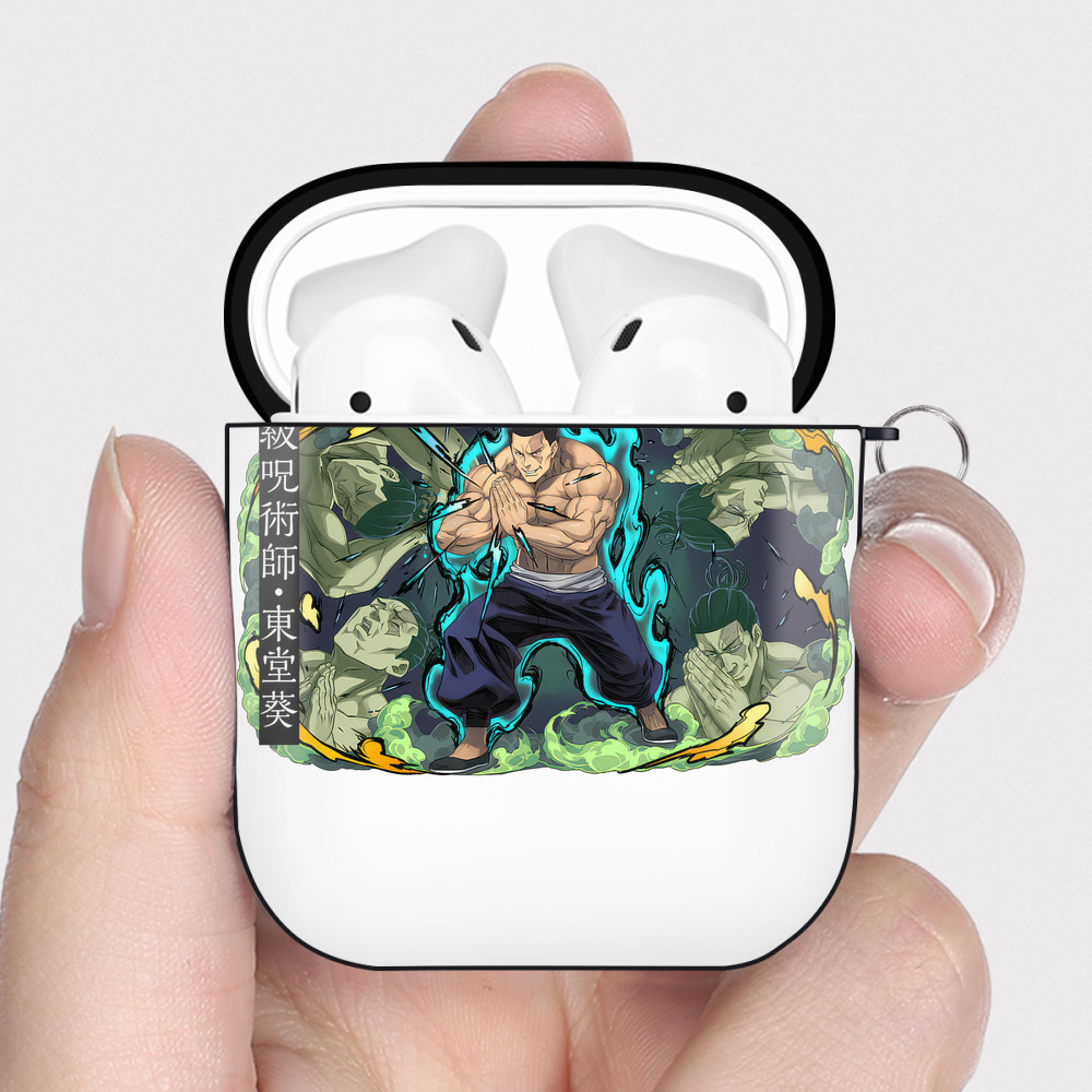 （画像用） 呪術廻戦 Jujutsu Kaisen AirPods 第2世代保護ケース ハードシェル ブラック 耐衝撃・防指紋・カラビナ付き