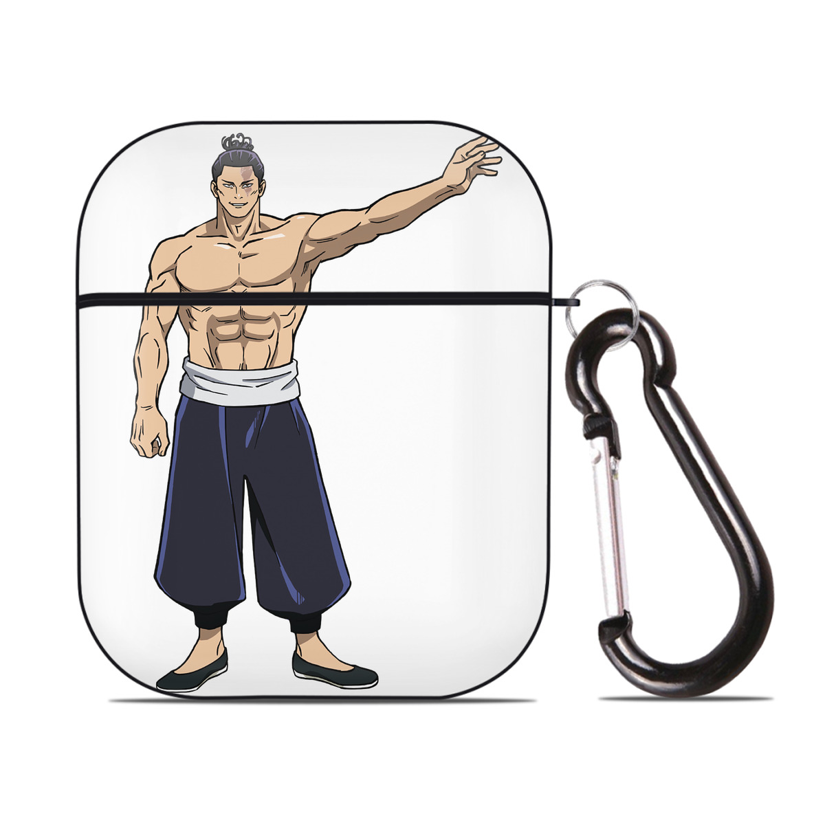 （画像用） 呪術廻戦 Jujutsu Kaisen AirPods 第2世代保護ケース ハードシェル ブラック 耐衝撃・防指紋・カラビナ付き