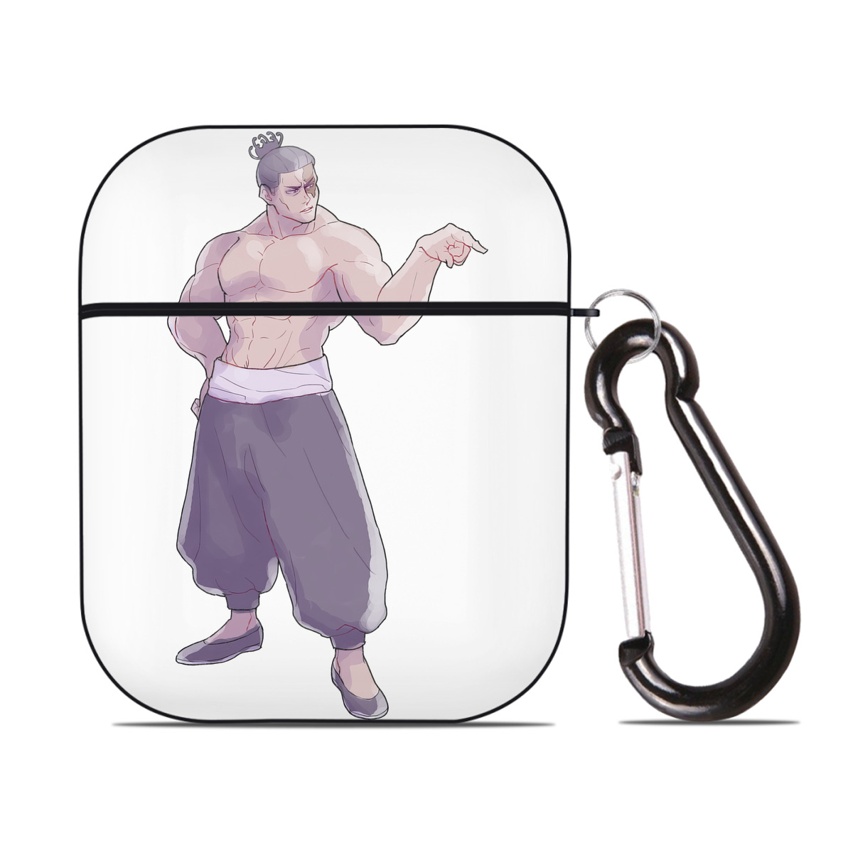 （画像用） 呪術廻戦 Jujutsu Kaisen AirPods 第2世代保護ケース ハードシェル ブラック 耐衝撃・防指紋・カラビナ付き