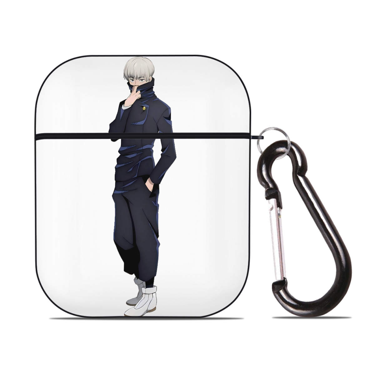 （画像用） 呪術廻戦 Jujutsu Kaisen AirPods 第2世代保護ケース ハードシェル ブラック 耐衝撃・防指紋・カラビナ付き