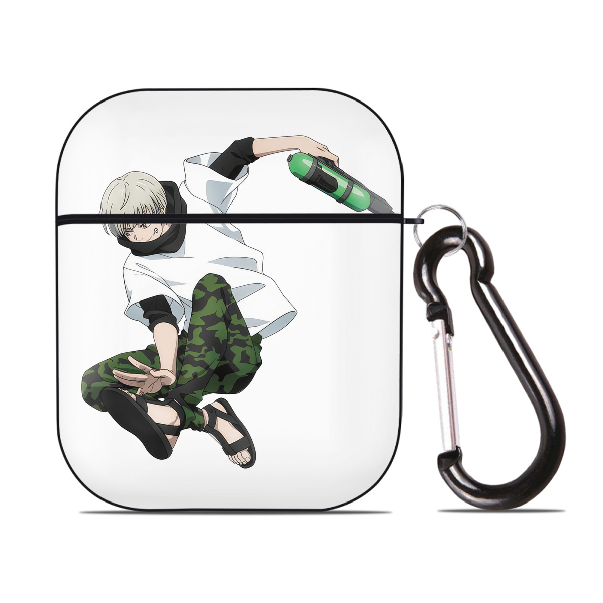 （画像用） 呪術廻戦 Jujutsu Kaisen AirPods 第2世代保護ケース ハードシェル ブラック 耐衝撃・防指紋・カラビナ付き