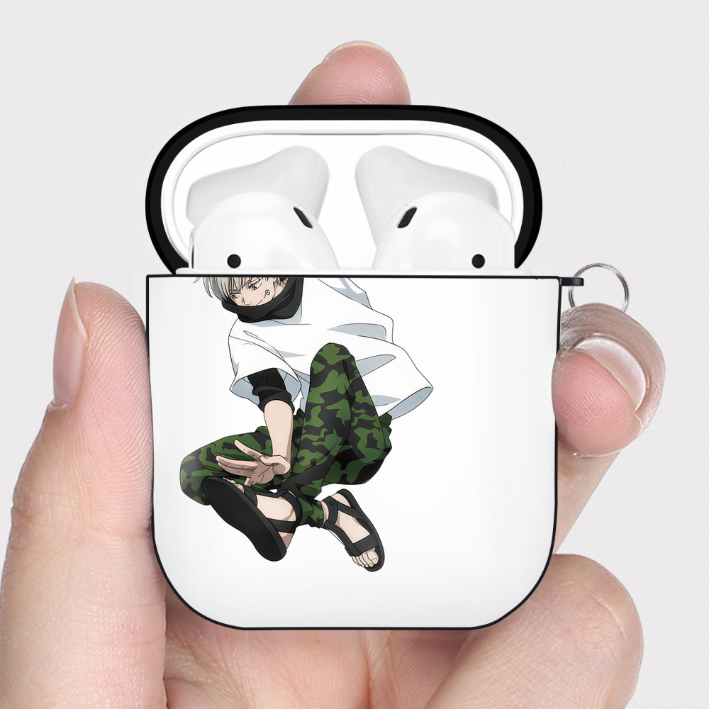 （画像用） 呪術廻戦 Jujutsu Kaisen AirPods 第2世代保護ケース ハードシェル ブラック 耐衝撃・防指紋・カラビナ付き