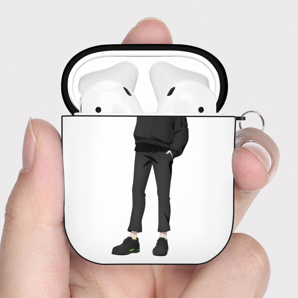 （画像用） 呪術廻戦 Jujutsu Kaisen AirPods 第2世代保護ケース ハードシェル ブラック 耐衝撃・防指紋・カラビナ付き