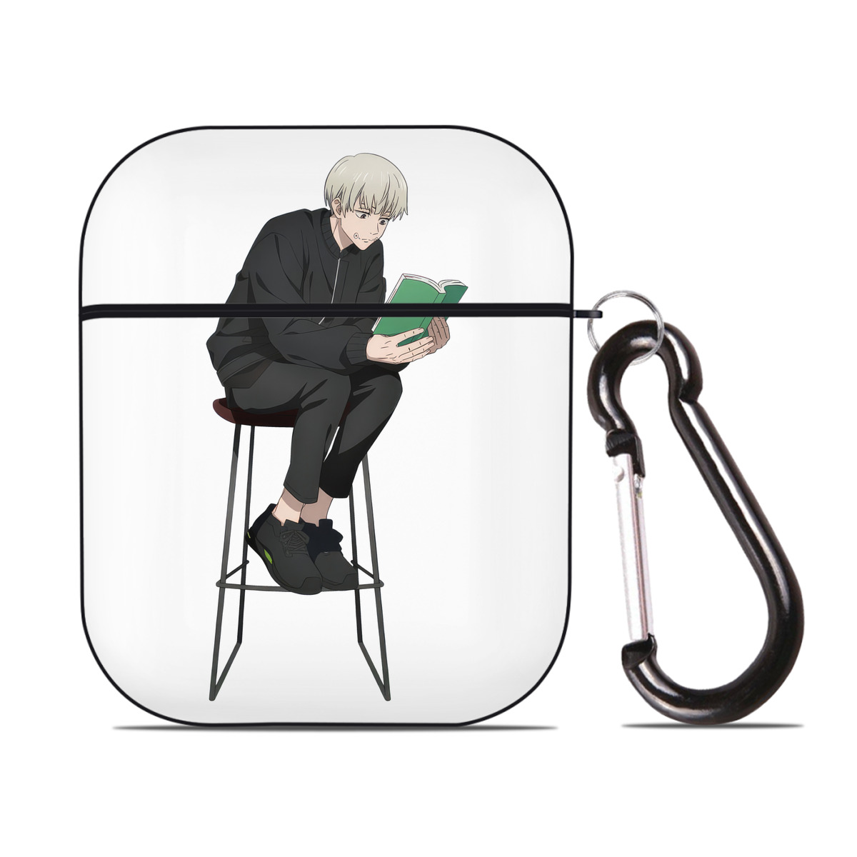 （画像用） 呪術廻戦 Jujutsu Kaisen AirPods 第2世代保護ケース ハードシェル ブラック 耐衝撃・防指紋・カラビナ付き