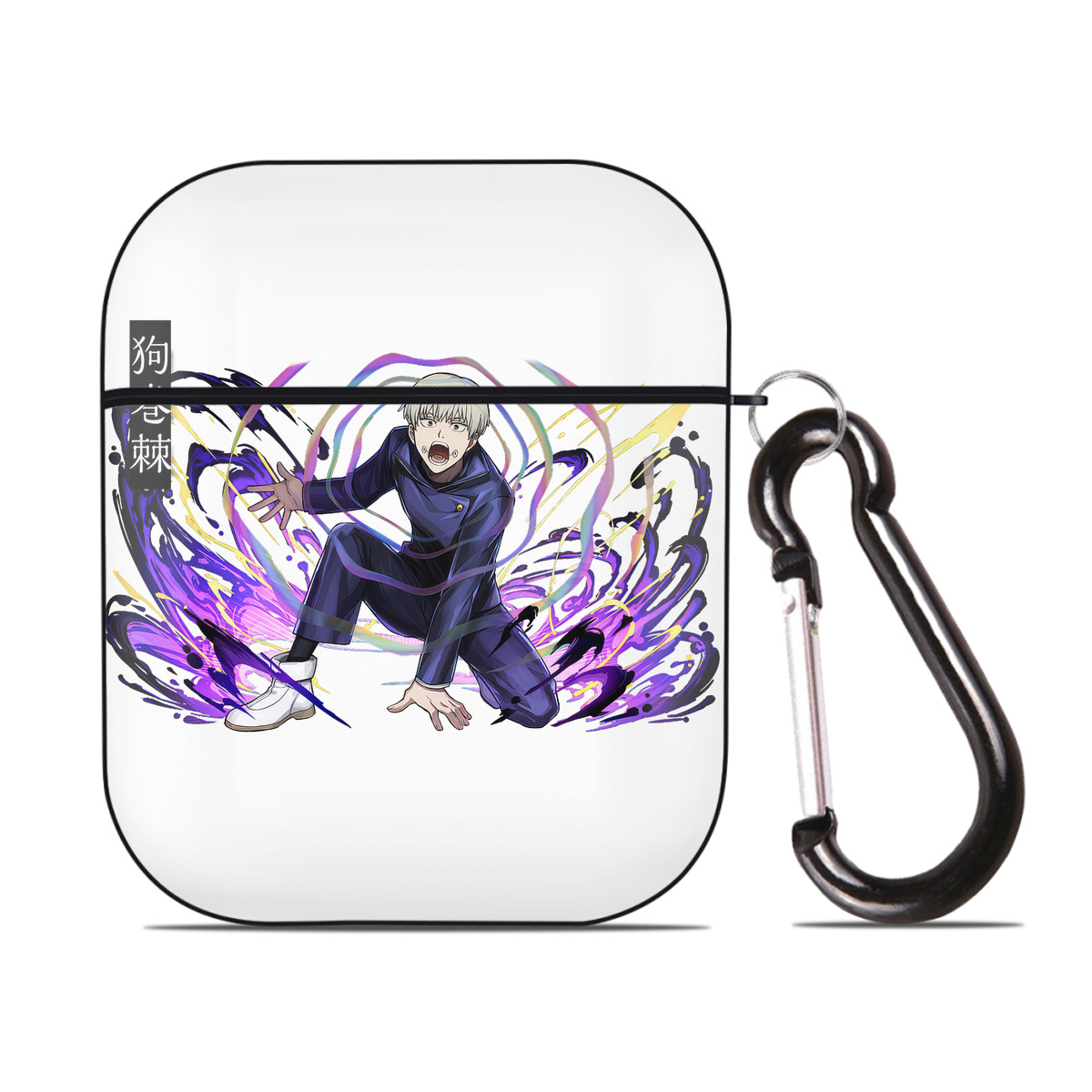 （画像用） 呪術廻戦 Jujutsu Kaisen AirPods 第2世代保護ケース ハードシェル ブラック 耐衝撃・防指紋・カラビナ付き
