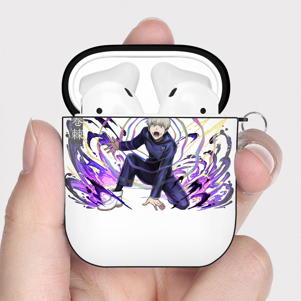 （画像用） 呪術廻戦 Jujutsu Kaisen AirPods 第2世代保護ケース ハードシェル ブラック 耐衝撃・防指紋・カラビナ付き
