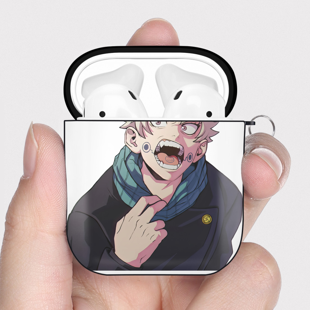 （画像用） 呪術廻戦 Jujutsu Kaisen AirPods 第2世代保護ケース ハードシェル ブラック 耐衝撃・防指紋・カラビナ付き