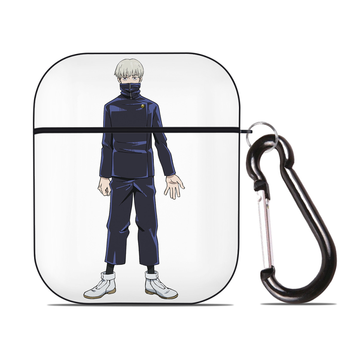 （画像用） 呪術廻戦 Jujutsu Kaisen AirPods 第2世代保護ケース ハードシェル ブラック 耐衝撃・防指紋・カラビナ付き