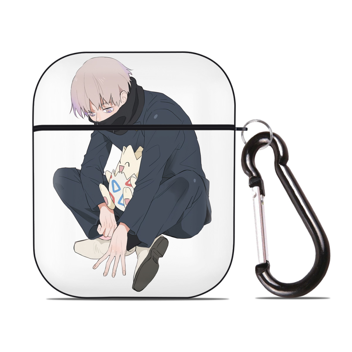 （画像用） 呪術廻戦 Jujutsu Kaisen AirPods 第2世代保護ケース ハードシェル ブラック 耐衝撃・防指紋・カラビナ付き