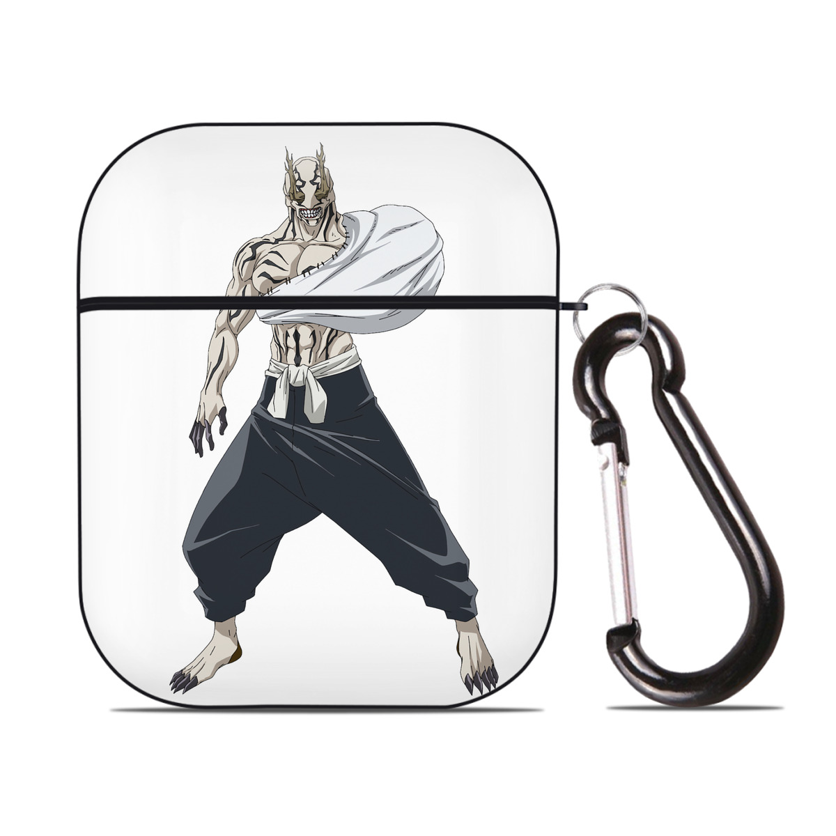 （画像用） 呪術廻戦 Jujutsu Kaisen AirPods 第2世代保護ケース ハードシェル ブラック 耐衝撃・防指紋・カラビナ付き